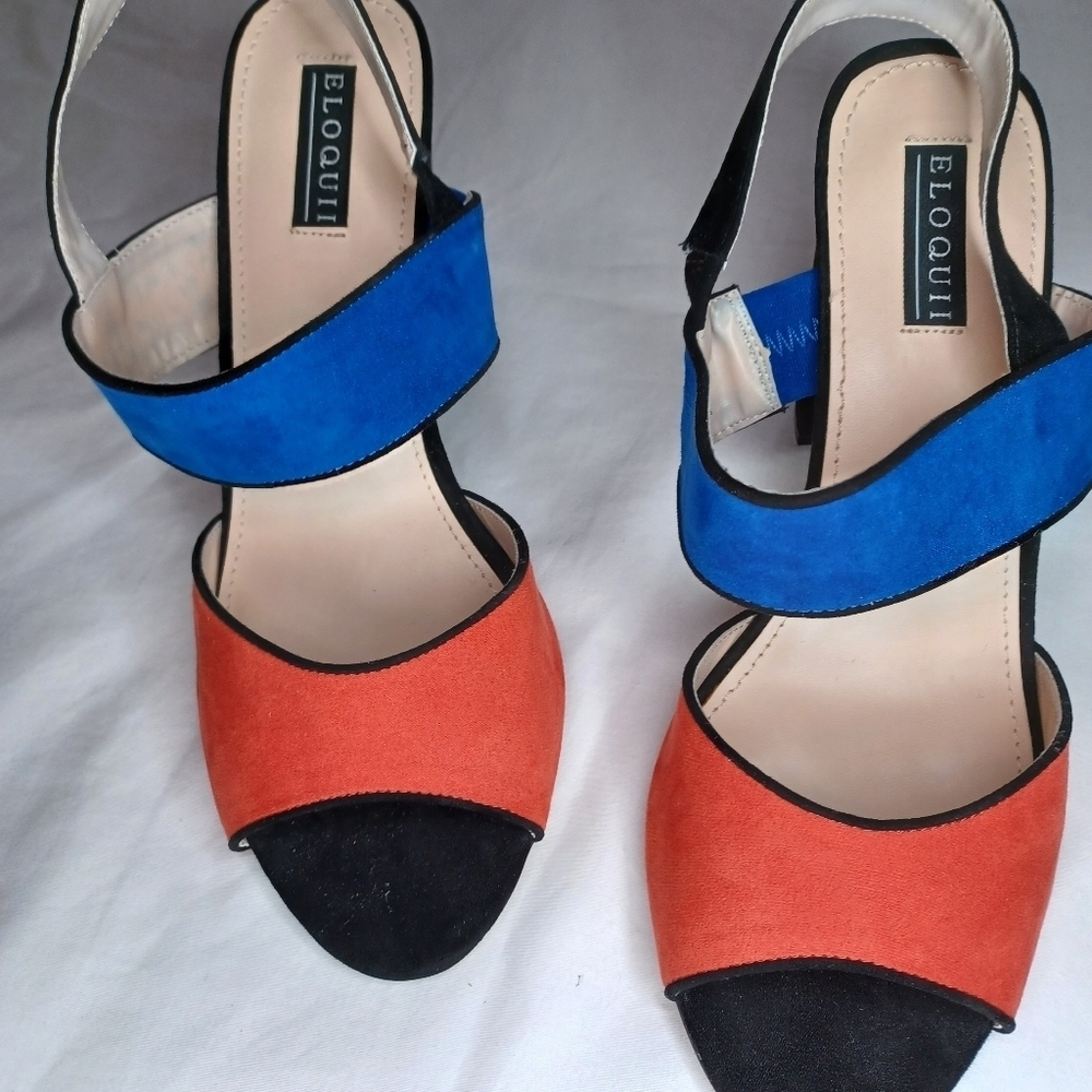 Eloquii Women's Blue and Orange Sandals - Picture 5 of 16